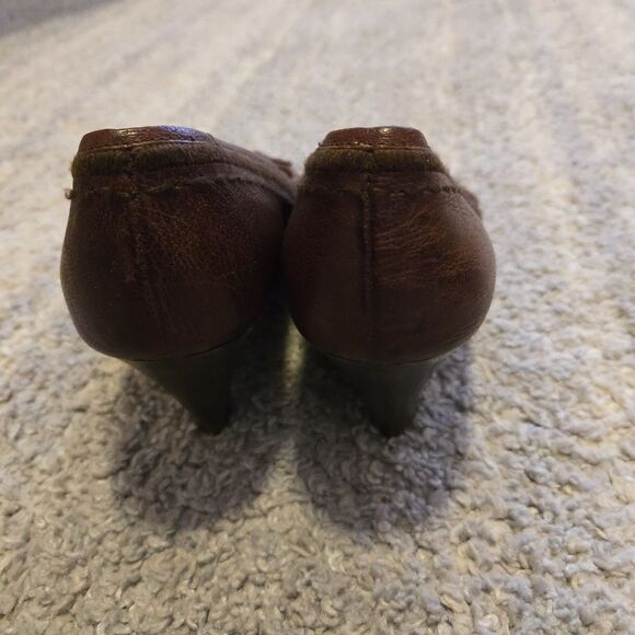 Miu Miu Womens Suede Leather Slide On Open Toe Wedge Pumps Brown Size 10 - Picture 3 of 13